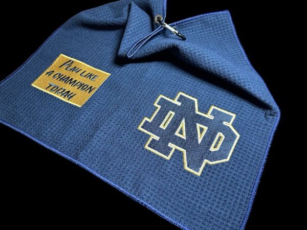Notre Dame Golf Towel/ 8in x 16in (45k Stitches) 2 Sides - Image 2