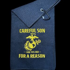 Be Careful Son (USMC) Golf Towel  / 8in x 16in