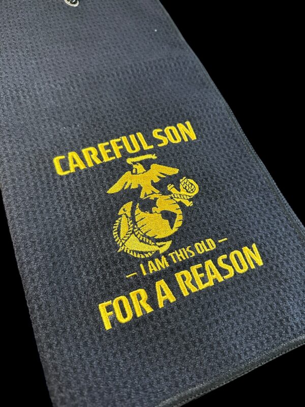 Be Careful Son (USMC) Golf Towel  / 8in x 16in - Image 5